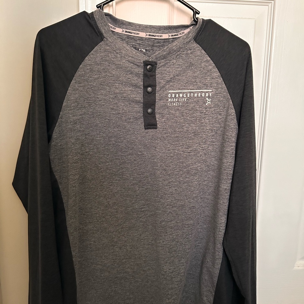 Orangetheory Men's Gray and Black Henley Shirt